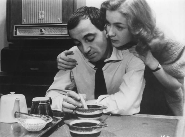 Charles Aznavour and Marie Dubois in Franois Truffaut's SHOOT THE PIANO PLAYER (1960). Credit: Janus Films. Playing 9/5-9/11
